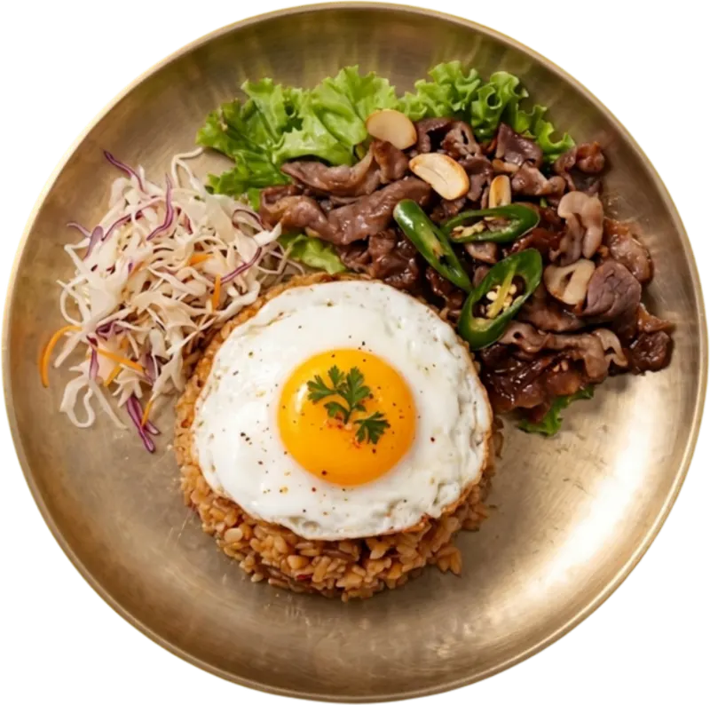 Kimchi Fried Rice with Chadol Beef BBQ